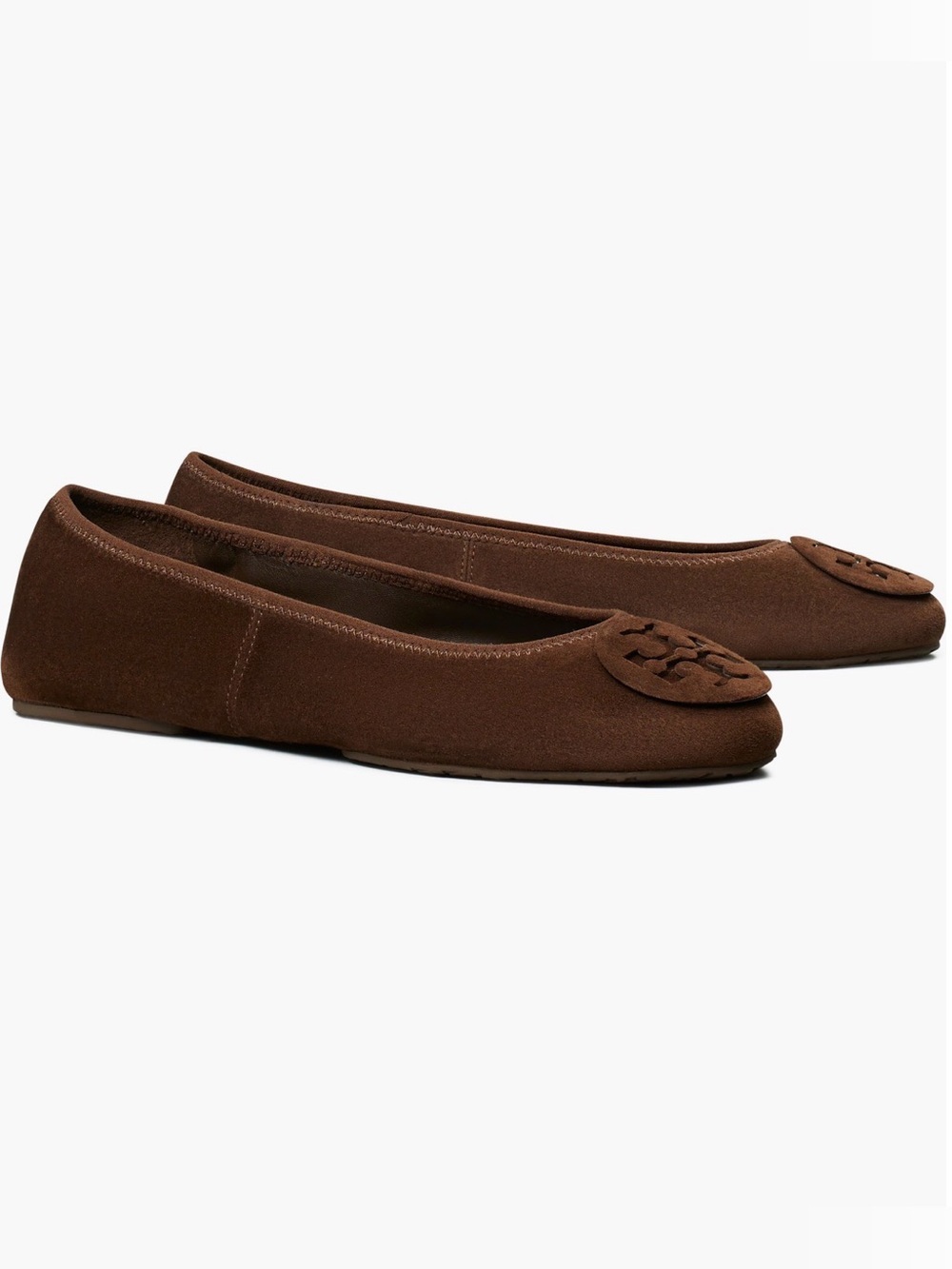 TORY BURCH Dark Cocoa Brown Suede Leather REVA Travel Foldable Ballet Flats 8.5